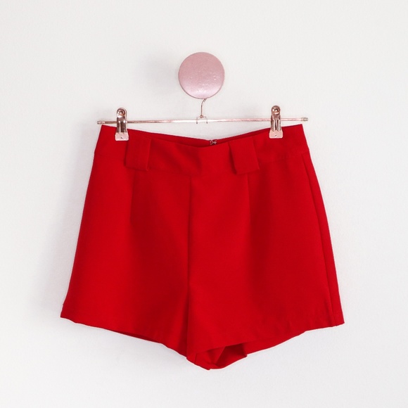 red high rise shorts